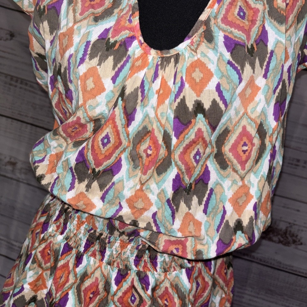 Earthbound Trading Women Dress S Black Southwest  Boho Geometric Beachy Cover Up - Picture 2 of 6